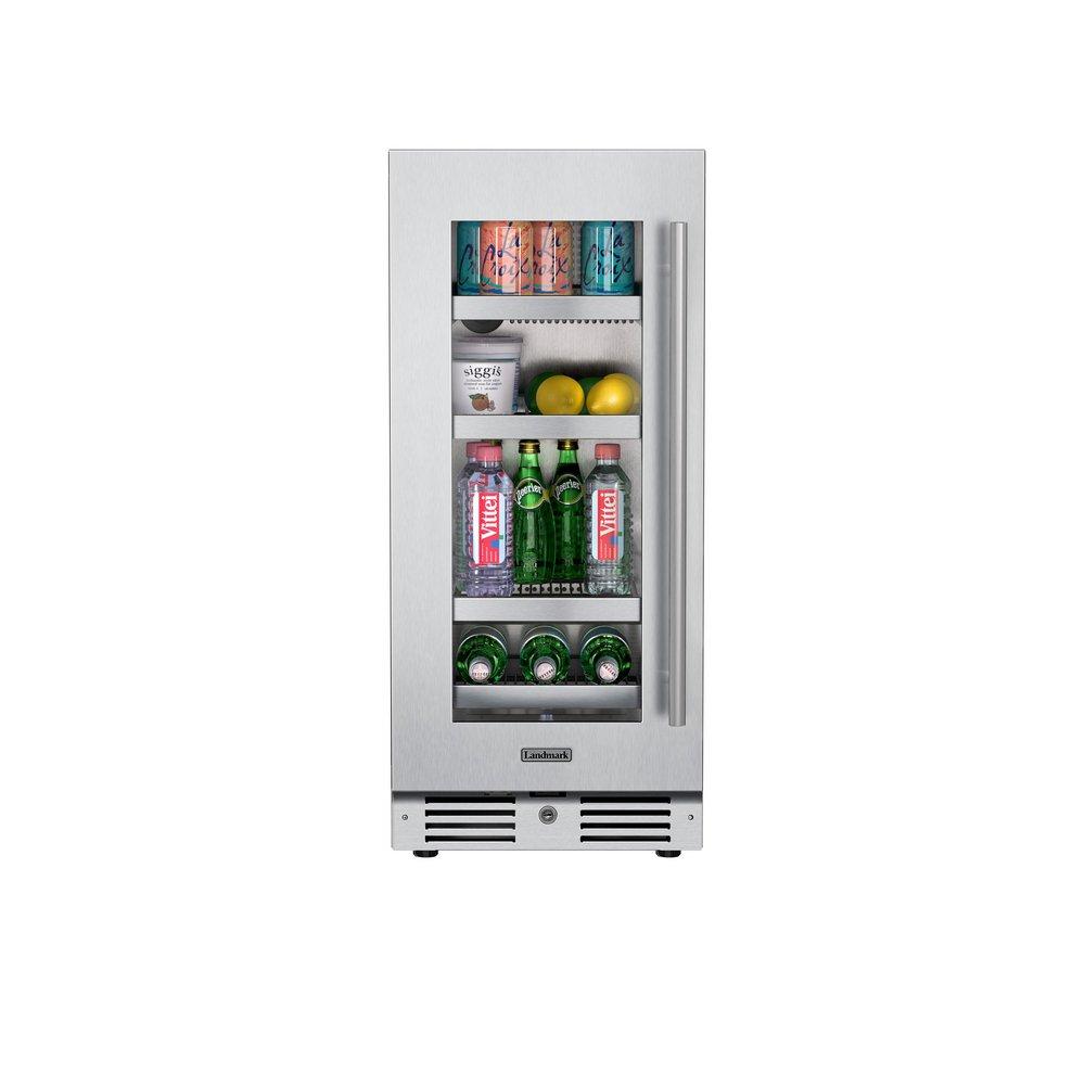 Landmark Stainless Steel 15 in. 2.89 cf Beverage Center with Left Hinge and Multi Color LED Light 