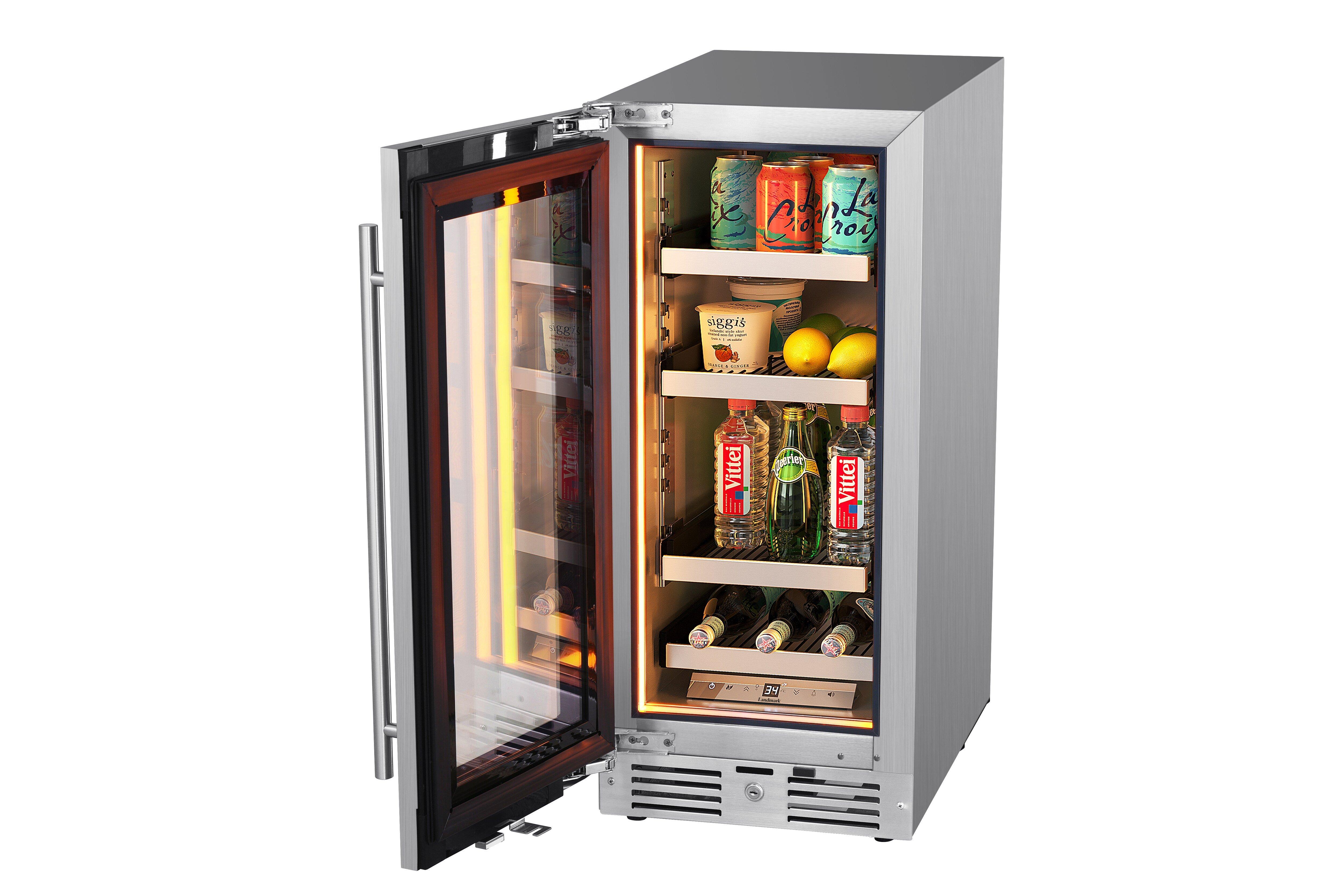 Landmark Stainless Steel 15 in. 1.5A 2.89 cf Beverage Center with Left Hinge 
