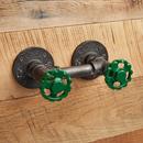 Iron Double Hook with Wheel Handles in Green