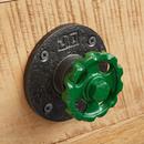 Iron Single Coat Hook with Wheel Handle and Round Base in Green