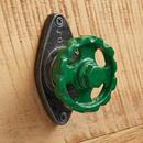 Iron Hook with Wheel Handle and Oval Base in Green