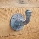 Iron Pipe Hook in Blue Patina