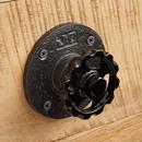 Iron Single Coat Hook with Wheel Handle and Round Base in Black