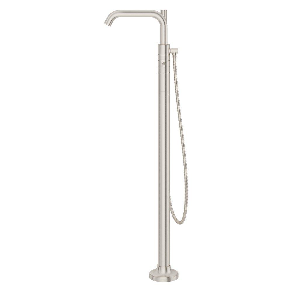 Pfister Brushed Nickel Double Lever Handle Tub Floor Mount Filler with Hand Shower (Trim Only) 