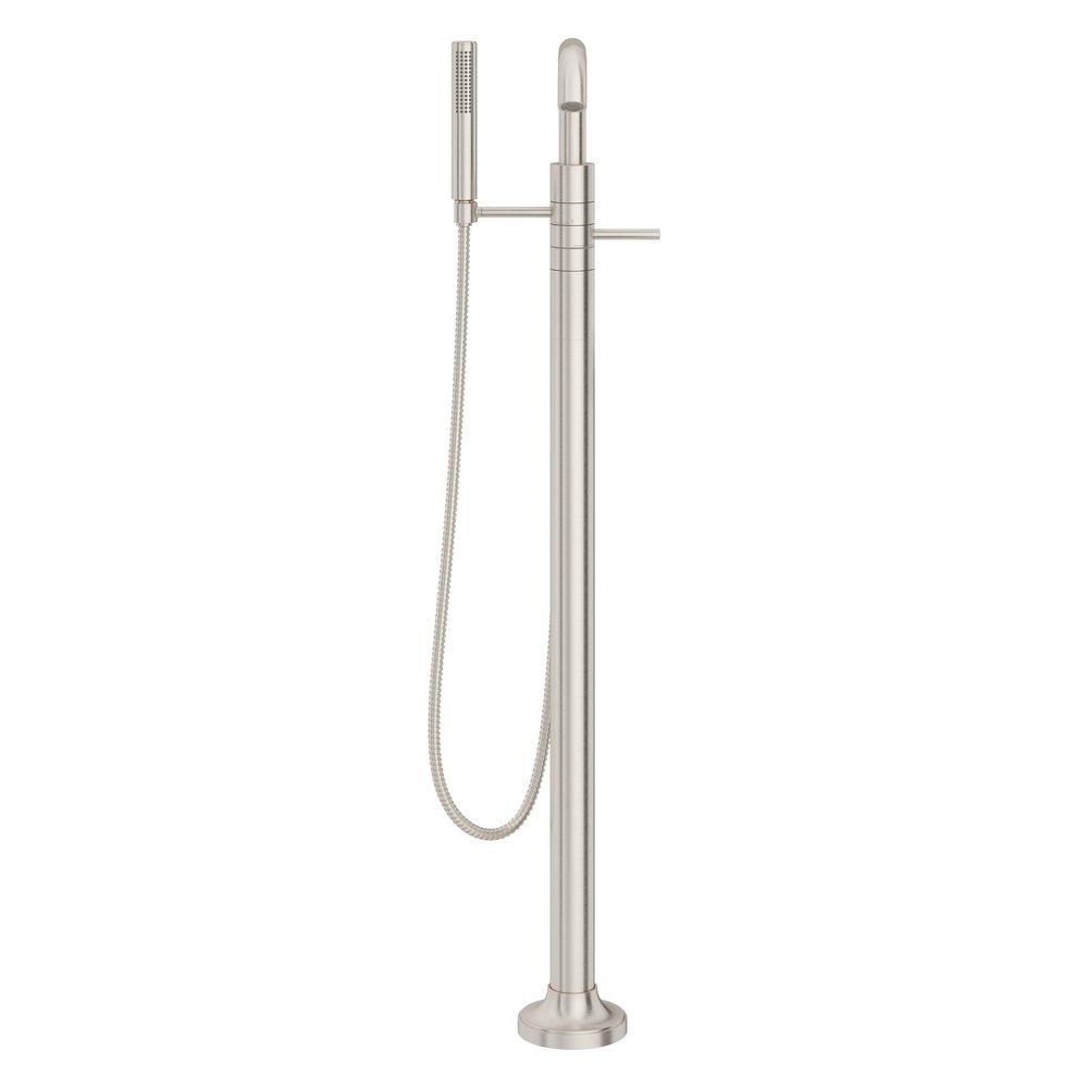 Pfister Brushed Nickel Double Lever Handle Tub Floor Mount Filler with Hand Shower (Trim Only) 