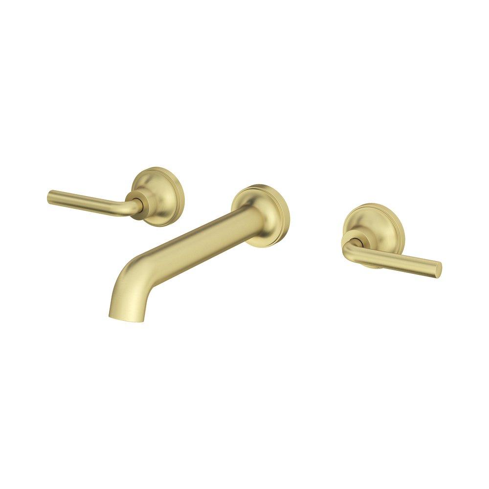 Pfister Brushed Gold Two Handle Widespread Wall Mount Bathroom Sink Faucet 