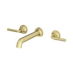 Two Handle Wall Mount Widespread Bathroom Sink Faucet in Brushed Gold