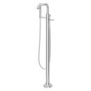 Double Lever Handle Tub Floor Mount Filler with Hand Shower (Trim Only) in Polished Chrome