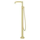 Pfister Brushed Gold Double Lever Handle Tub Floor Mount Filler with Hand Shower (Trim Only) 