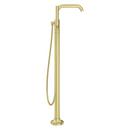Pfister Brushed Gold Double Lever Handle Tub Floor Mount Filler with Hand Shower (Trim Only) 