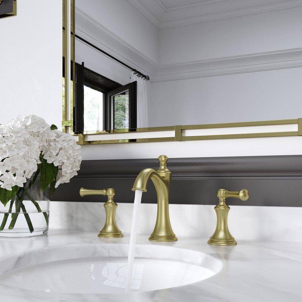 Pfister Brushed Gold Two Handle Widespread Bathroom Sink Faucet 