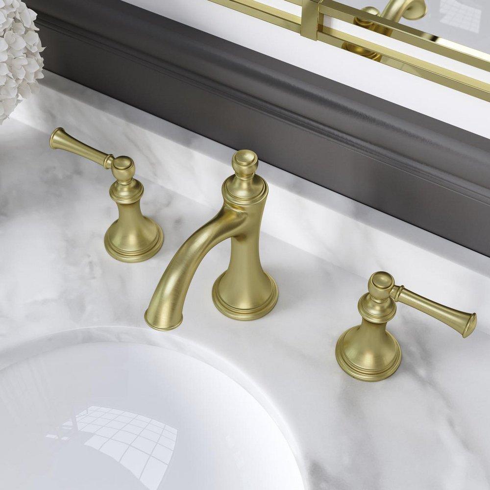 Pfister Brushed Gold Two Handle Widespread Bathroom Sink Faucet 
