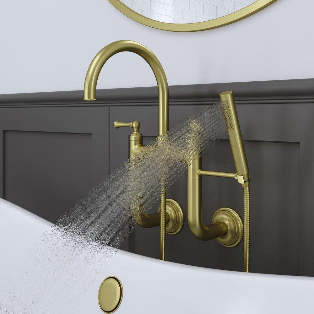 Pfister Brushed Gold Three Handle Wall Mount Filler 