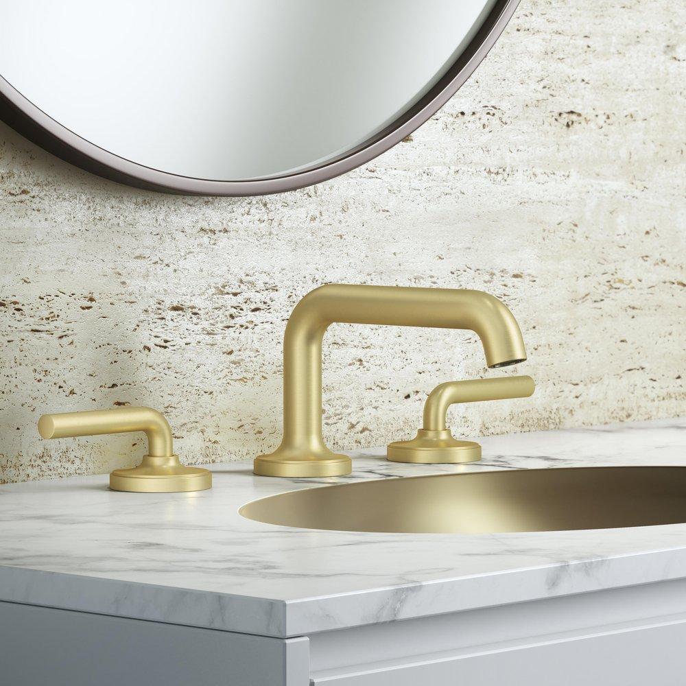 Pfister Brushed Gold Two Handle Widespread Bathroom Sink Faucet 
