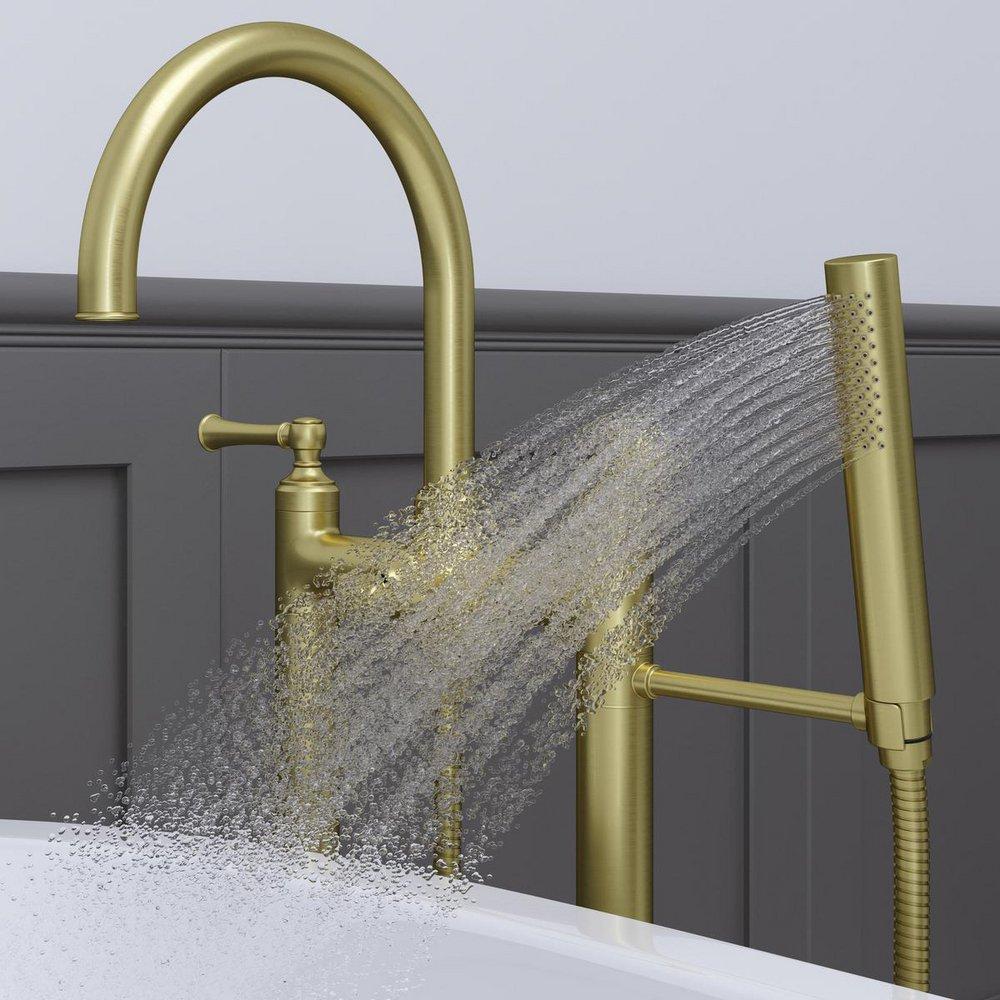 Pfister Brushed Gold Two Handle Cross Floor Mount Filler 