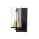 100W 1-Light Medium E-26 Incandescent Wall Sconce in Matte Black with Heirloom Bronze