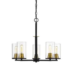 5-Light Chandelier Ceiling Light in Matte Black/Heirloom Bronze