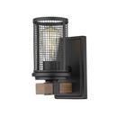 100W 1-Light Medium E-26 Incandescent Wall Sconce in Matte Black with Wood Grain