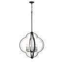 60W 6-Light Candelabra E-12 Outdoor Pendant in Matte Black with Brushed Nickel