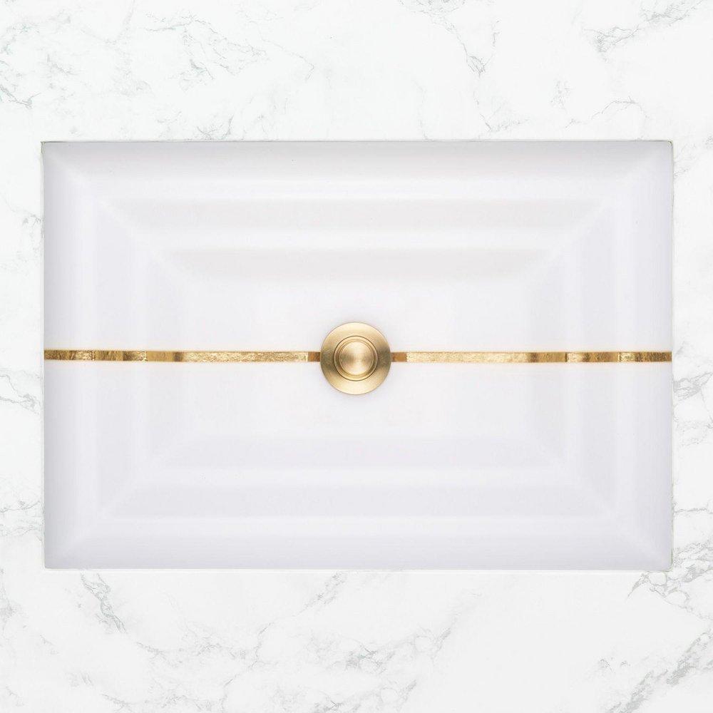 Linkasink White/Gold Undermount Bathroom Sink 