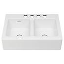 33-1/16 x 22-1/16 in. 4 Hole Cast Iron Double Bowl Undermount Kitchen Sink in Brilliant White