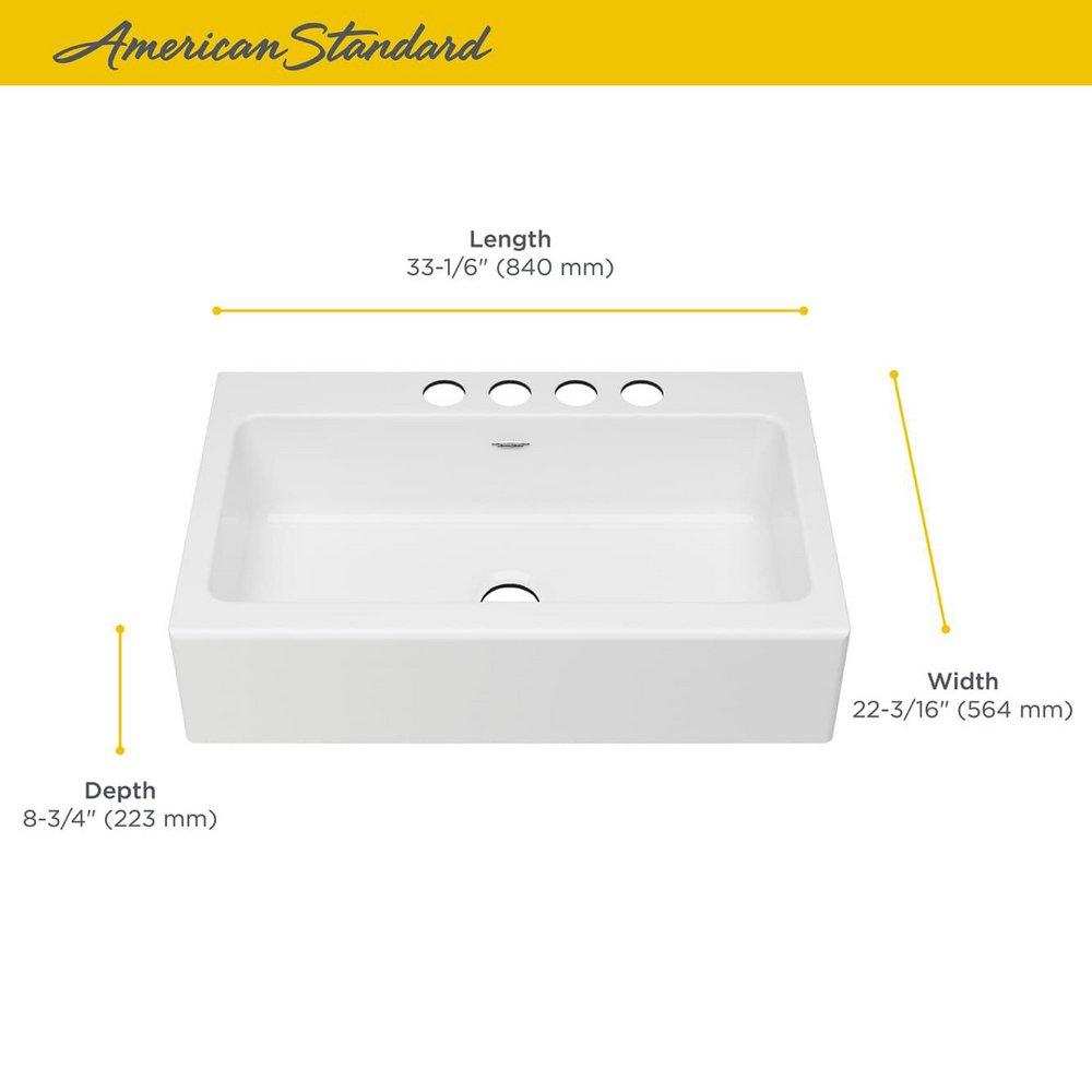 American Standard Brilliant White 33-1/16 x 22-3/16 in. Cast Iron Single Bowl Undermount Kitchen Sink in Brilliant White 