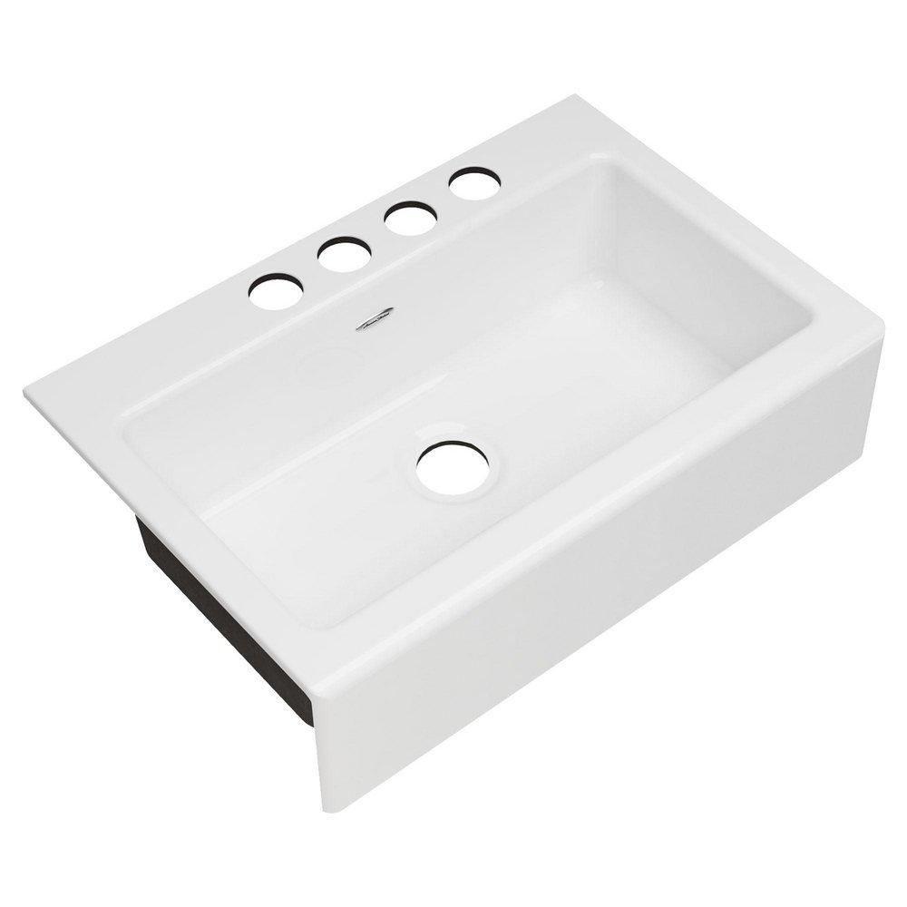 American Standard Brilliant White 33-1/16 x 22-3/16 in. Cast Iron Single Bowl Undermount Kitchen Sink in Brilliant White 