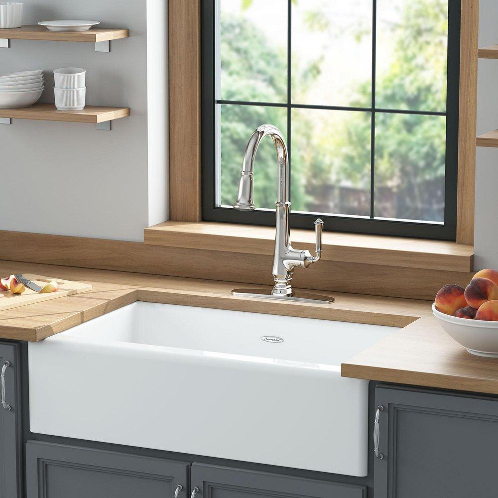 American Standard Brilliant White 33-1/16 x 22-3/16 in. Cast Iron Single Bowl Undermount Kitchen Sink in Brilliant White 
