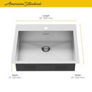 American Standard Stainless Steel 25 x 22 in. 1 Hole Single Bowl Dual Mount Kitchen Sink 