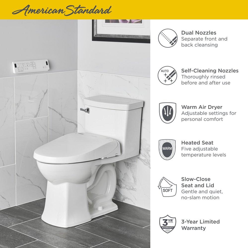 American Standard White Elongated Closed Front Toilet Seat 