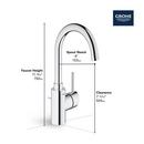 GROHE Brushed Nickel Infinity Finish Single Handle Monoblock Bathroom Sink Faucet 