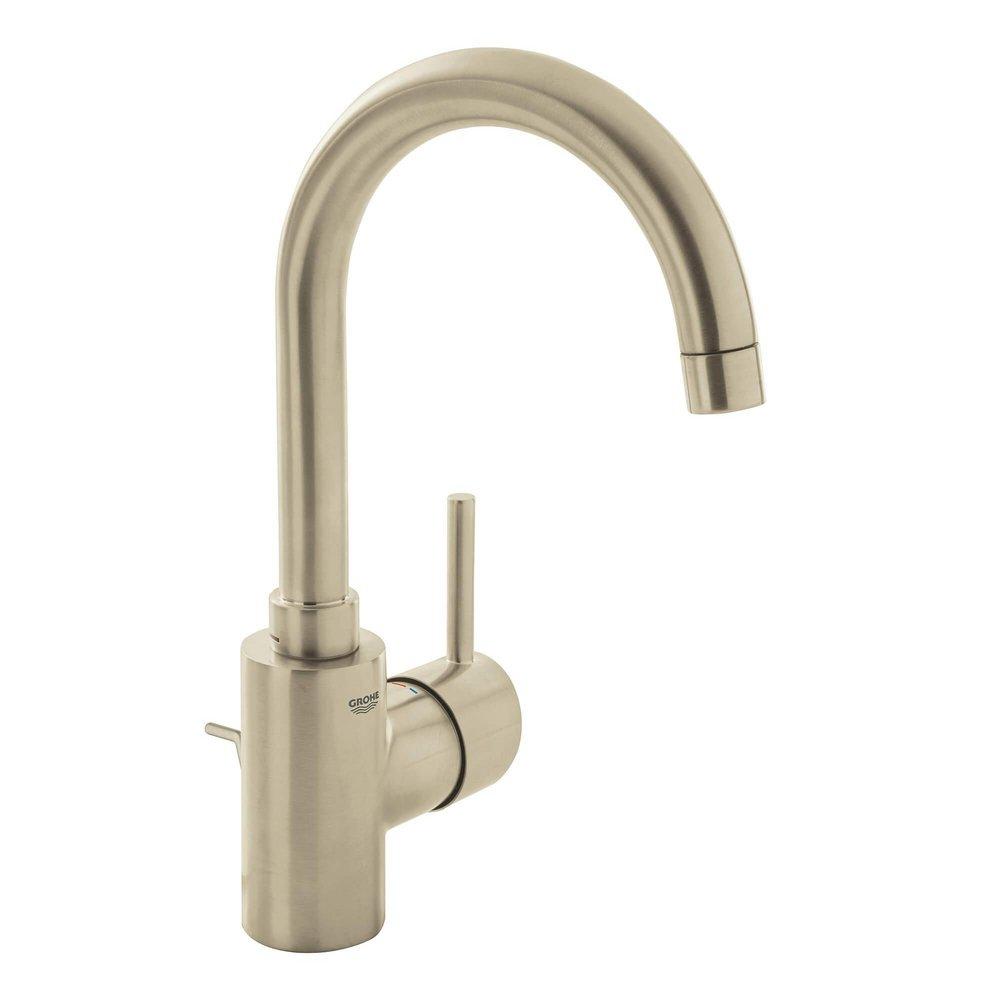 GROHE Brushed Nickel Infinity Finish&trade; Single Handle Monoblock Bathroom Sink Faucet 