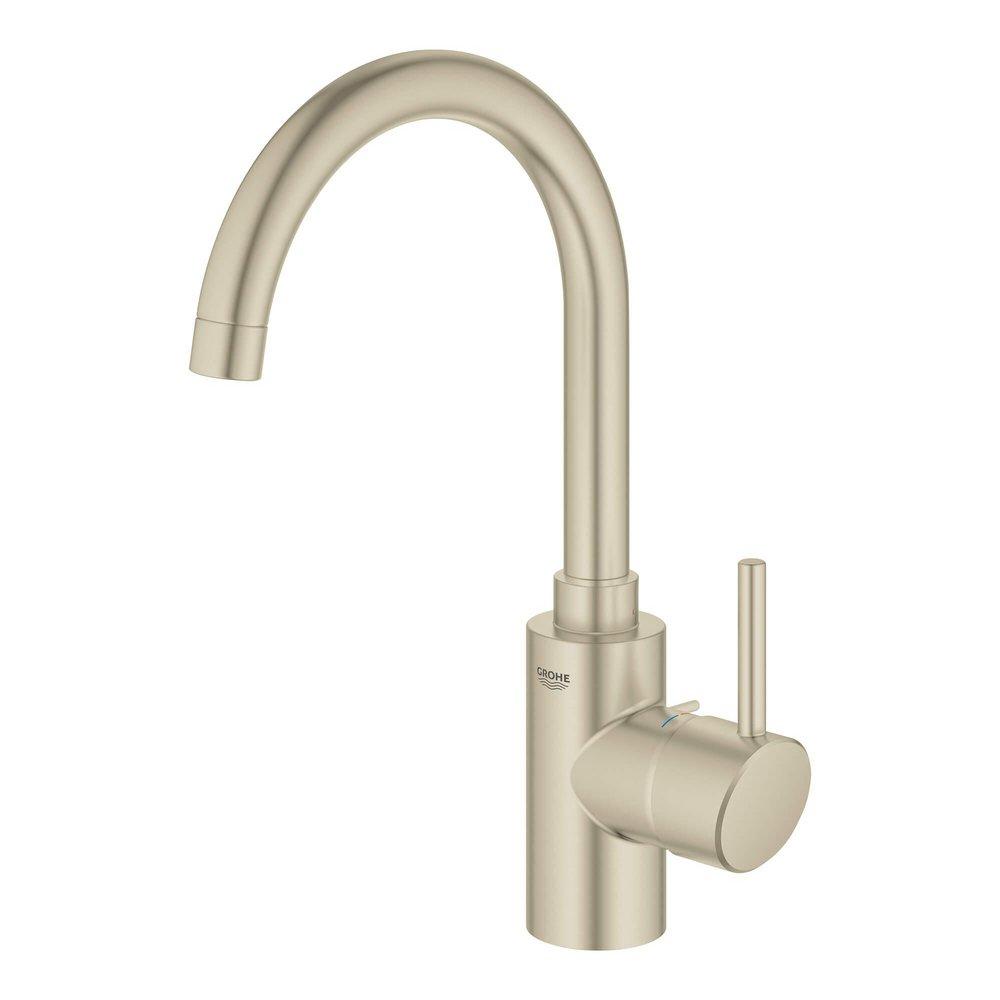 GROHE Brushed Nickel Infinity Finish Single Handle Monoblock Bathroom Sink Faucet 