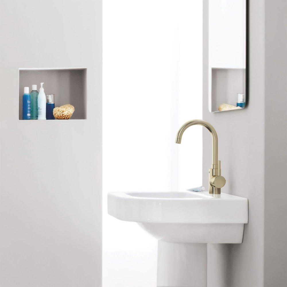 GROHE Brushed Nickel Infinity Finish Single Handle Monoblock Bathroom Sink Faucet 