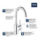 GROHE Brushed Nickel Infinity Finish Single Handle Monoblock Bathroom Sink Faucet 