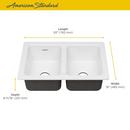 American Standard Brilliant White 30-1/16 x 19-1/8 in. No Hole Cast Iron Double Bowl Undermount Kitchen Sink 