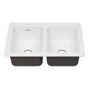 30-1/16 in. Undermount Cast Iron Double Bowl Kitchen Sink in Brilliant White
