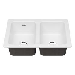 30-1/16 in. Undermount Cast Iron Double Bowl Kitchen Sink in Brilliant White