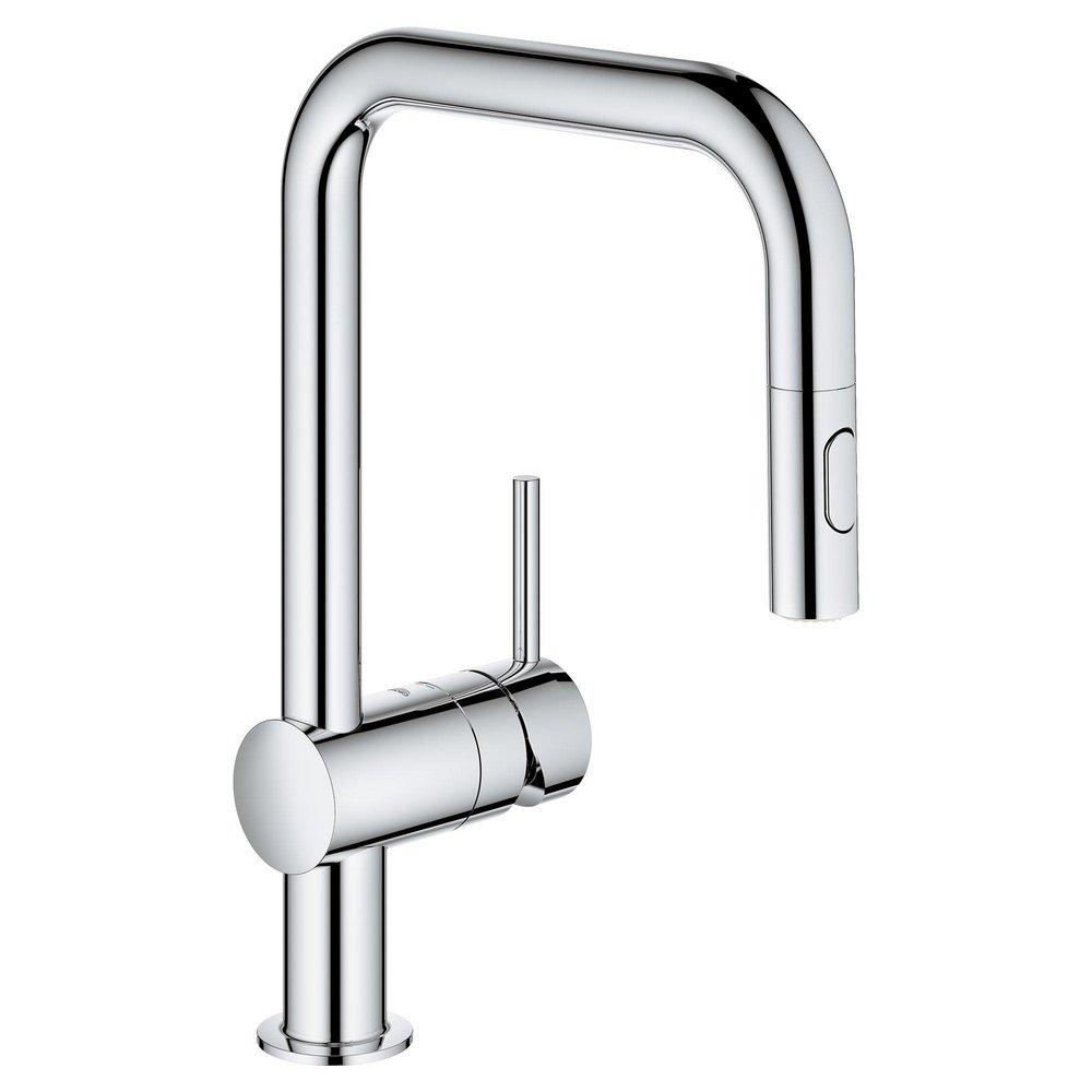 GROHE StarLight&reg; Chrome Single Handle Pull Down Kitchen Faucet 