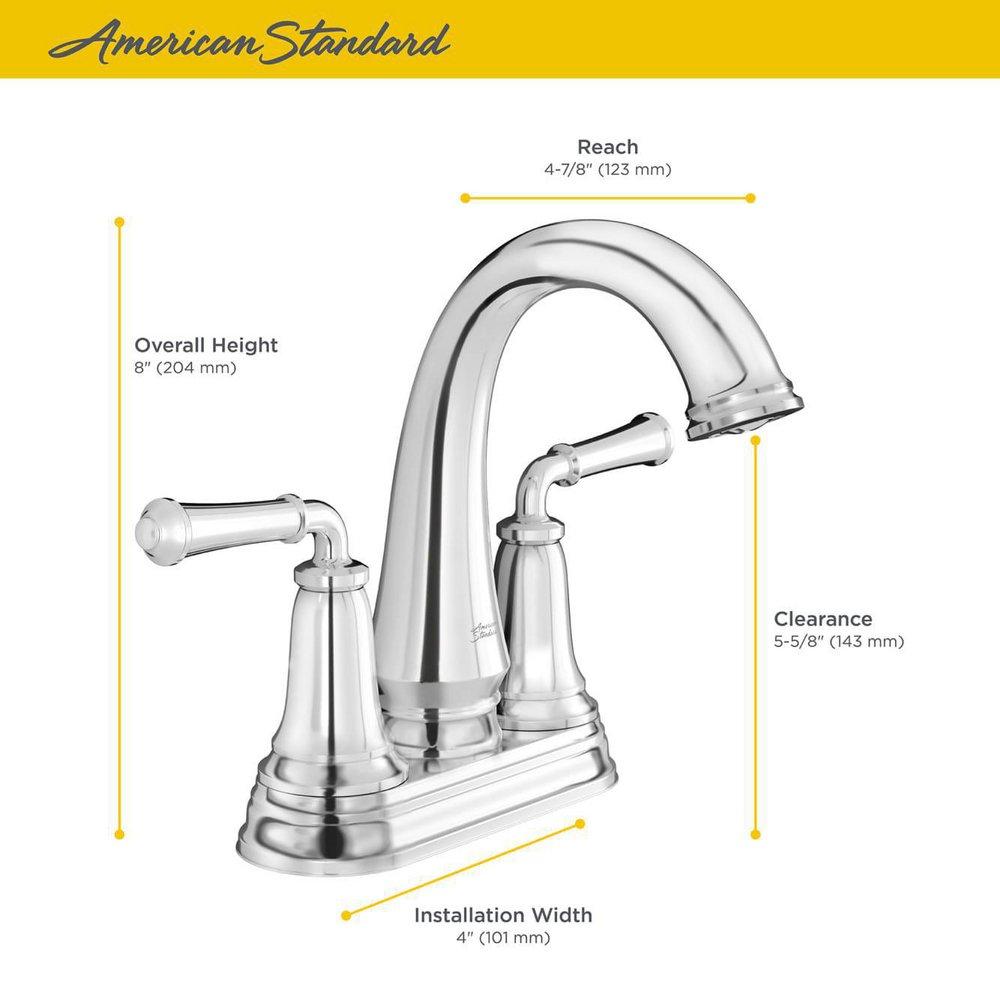 American Standard Polished Chrome Two Handle Centerset Bathroom Sink Faucet 