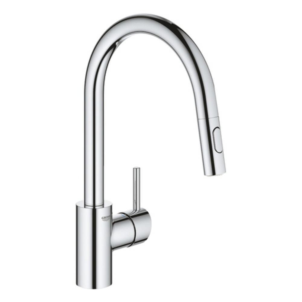 GROHE StarLight&reg; Chrome Single Handle Pull Out Kitchen Faucet 