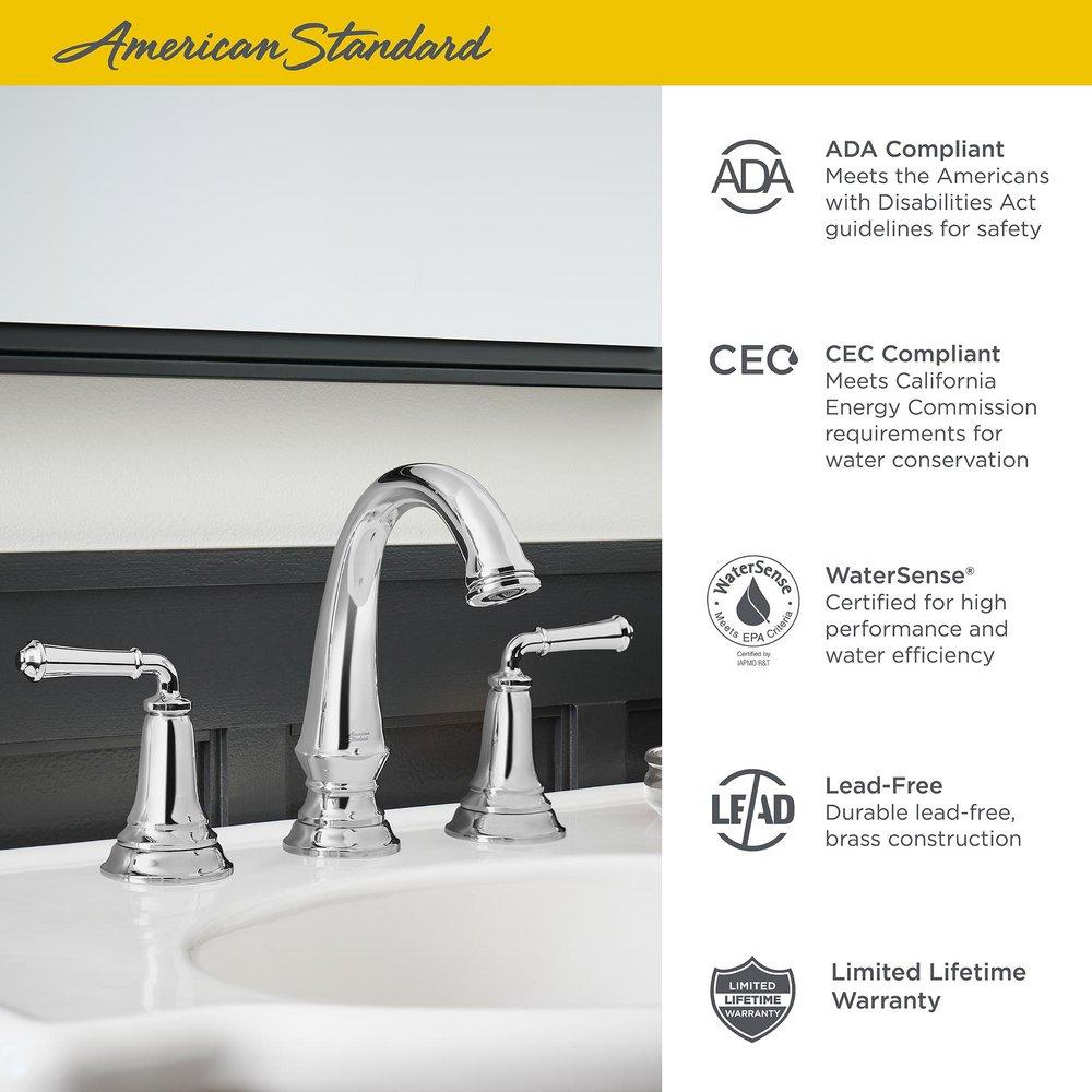 American Standard Polished Chrome Two Handle Widespread Bathroom Sink Faucet 