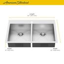 American Standard Stainless Steel 32-11/16 x 22 in. 1 Hole Double Bowl Dual Mount Kitchen Sink 
