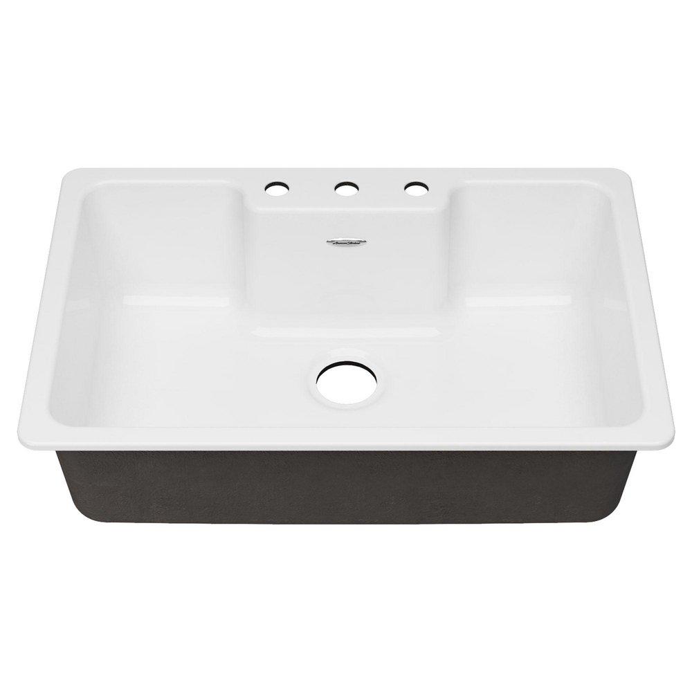 American Standard Brilliant White 33 x 22-1/16 in. Cast Iron Single Bowl Drop-in Kitchen Sink in Brilliant White 
