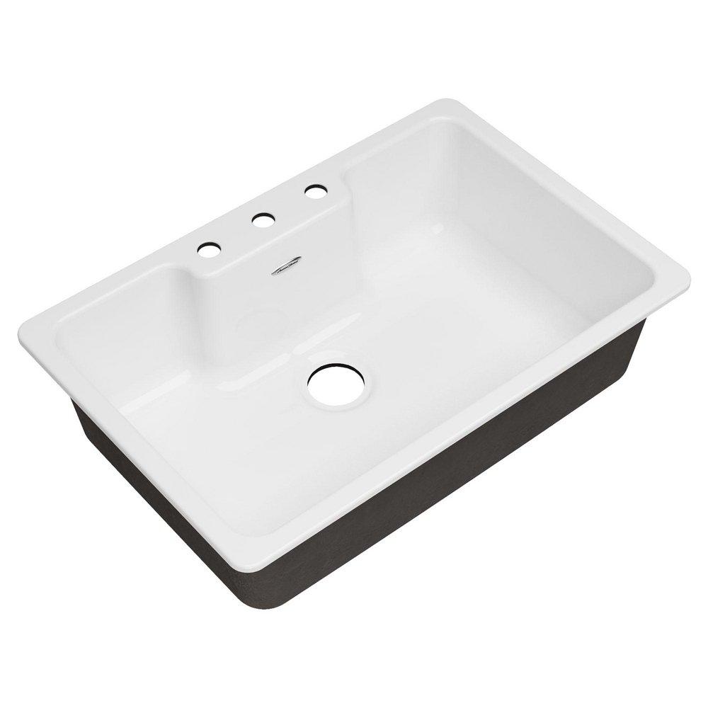 American Standard Brilliant White 33 x 22-1/16 in. Cast Iron Single Bowl Drop-in Kitchen Sink in Brilliant White 