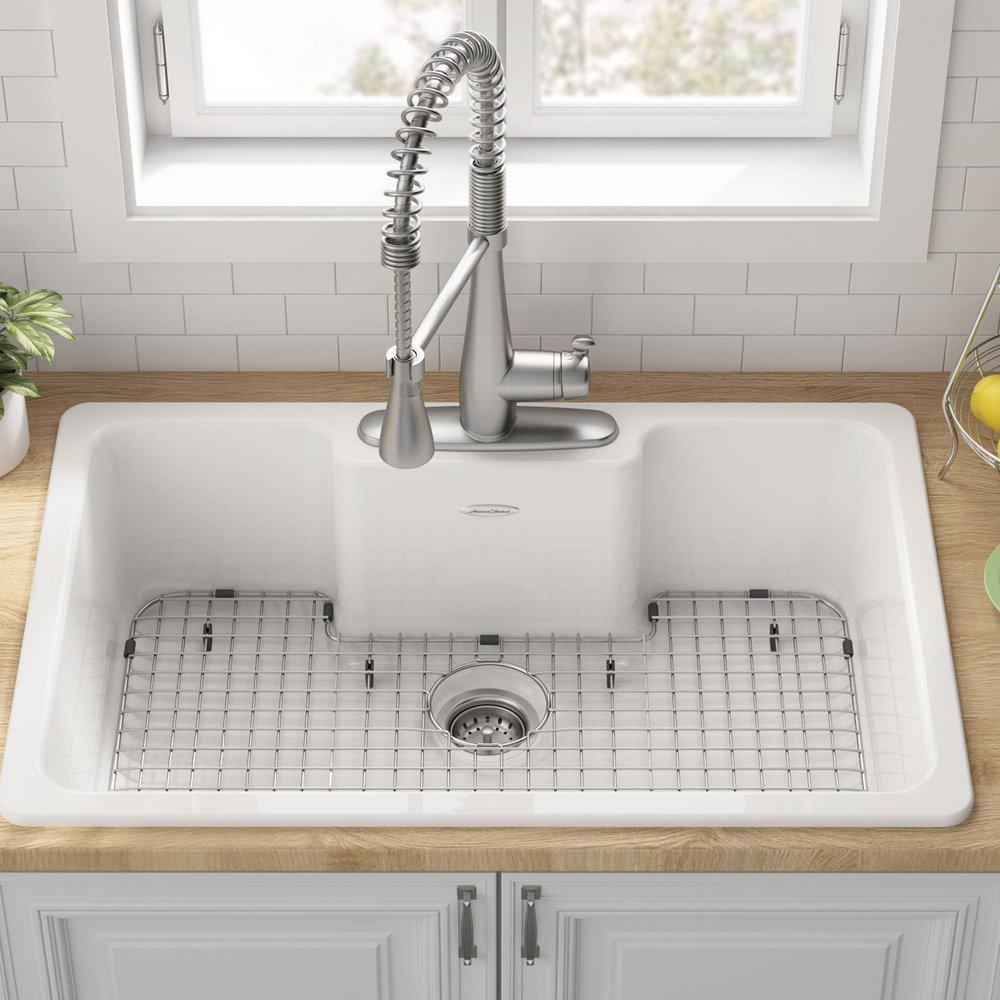American Standard Brilliant White 33 x 22-1/16 in. Cast Iron Single Bowl Drop-in Kitchen Sink in Brilliant White 