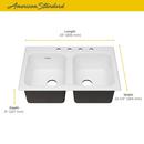 American Standard Brilliant White 32-7/8 x 22-1/4 in. Cast Iron Double Bowl Drop-in Kitchen Sink in Brilliant White 