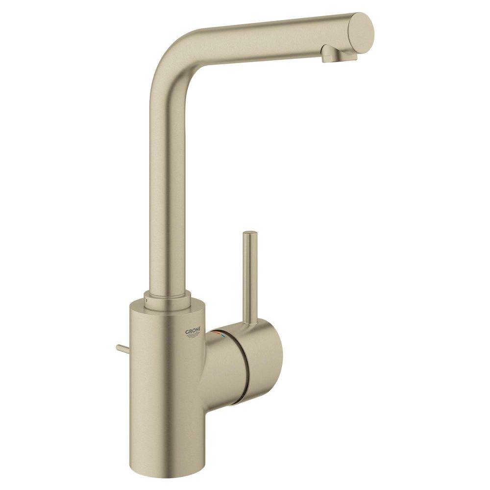 GROHE Brushed Nickel Single Handle Monoblock Bathroom Sink Faucet Lever Handle 