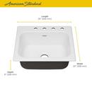 American Standard Brilliant White 25 x 21-5/16 in. 4-Hole Cast Iron Single Bowl Drop-in Kitchen Sink 