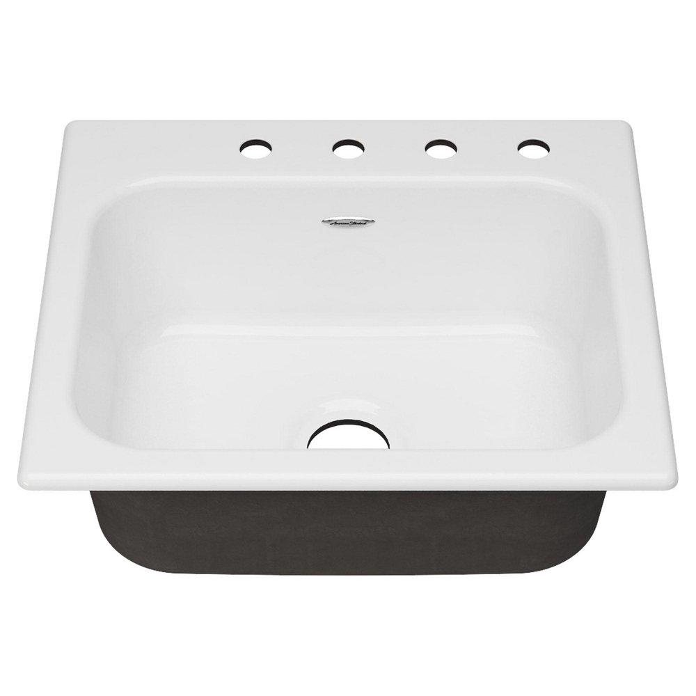 American Standard Brilliant White 25 x 21-5/16 in. 4-Hole Cast Iron Single Bowl Drop-in Kitchen Sink 